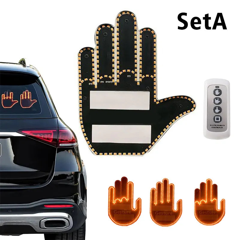 Universal Fun Car Middle Finger LED Light with Remote Car Gadgets for snow