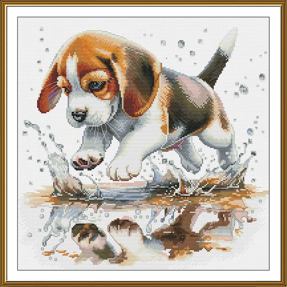 DIY Cross stitch kit "Beshketnik" Puppy Dog Craft Art Unique Gift