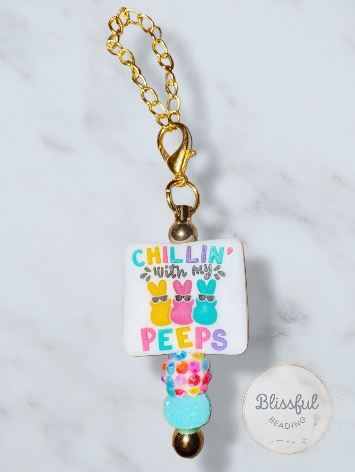 Chillin With My Peeps Easter Bunny Cup Charm Beaded Tumbler Charm Unique Gift
