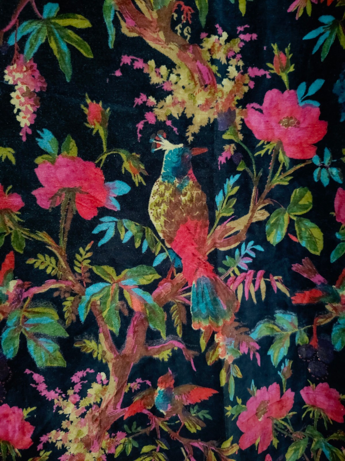 Bird floral Print Cotton Curtain, Luxury Drapes Velvet Curtain for Decor,Gifts