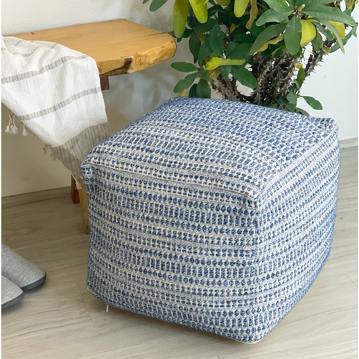 Chardin Home Unstuffed Ottoman Cozy Bohemian Pouf Covers Hand Crafted Casual