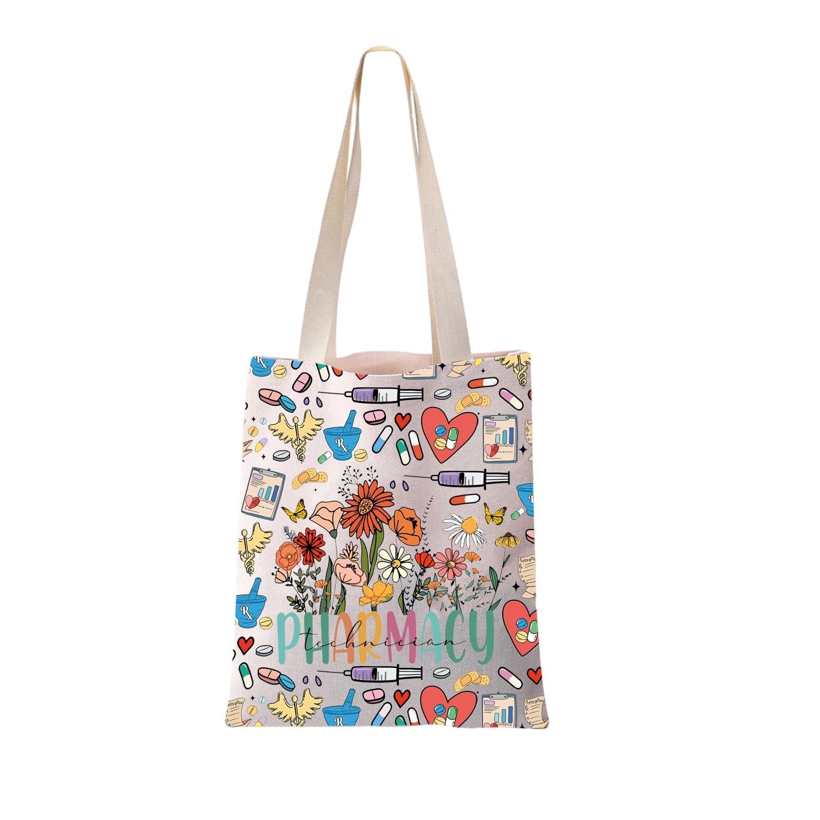 JYTAPP Pharmacy Technician Canvas Tote Bag Tech Gift Medium, Beige 