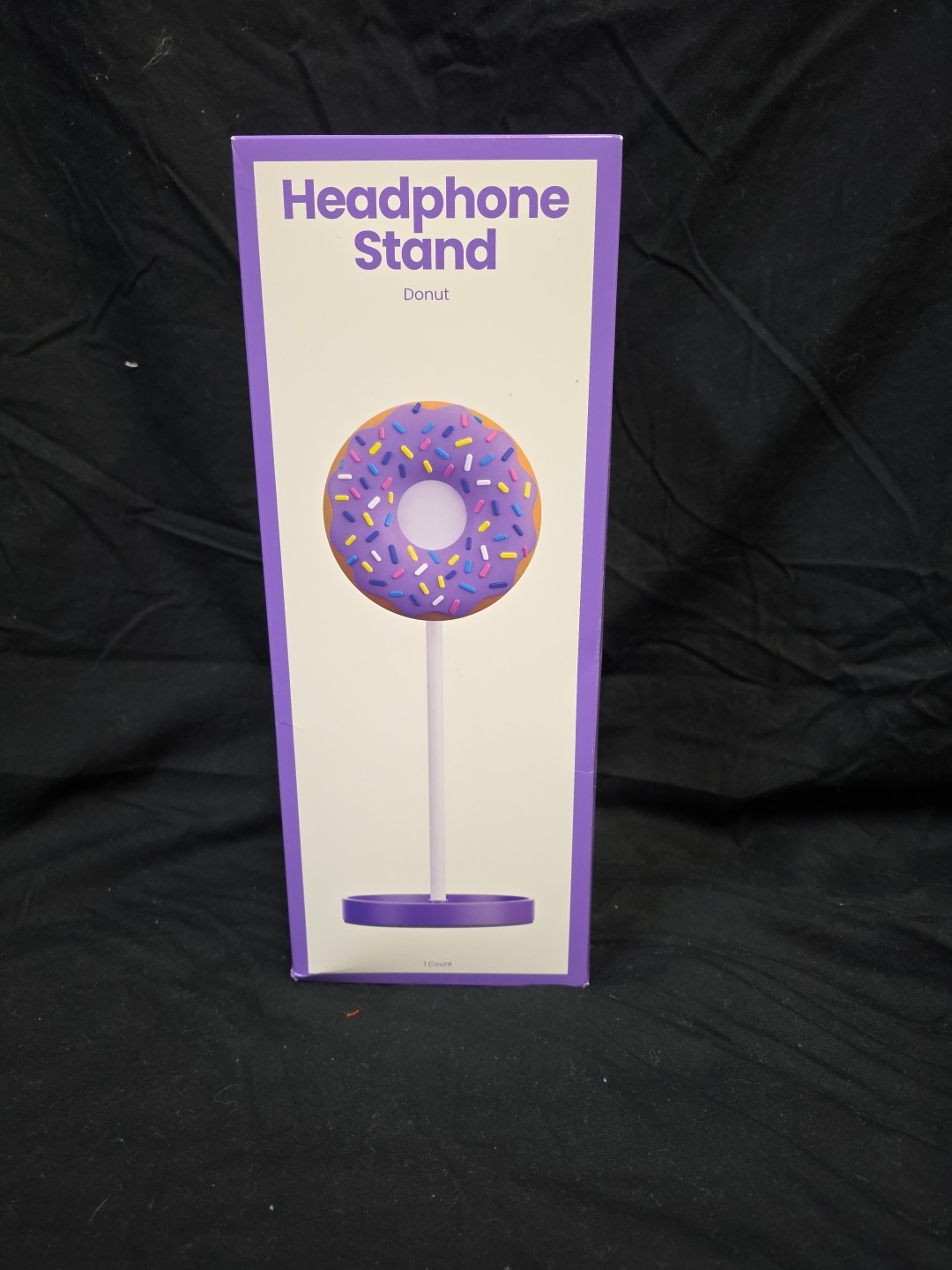 Fun Purple Donut Headphone Stand 12.2" tall w/ Accessory Base NIB CP #358
