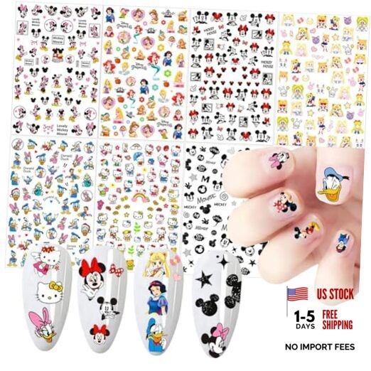 Cartoon Nail Art Stickers Cute Cartoon Decals 3D Self-Adhesive Nail Art