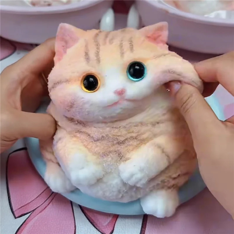 Anxiety Relief Cute Kawaii Cat Squishy Soft Silicone Squeeze Toy Desk Decor Gift