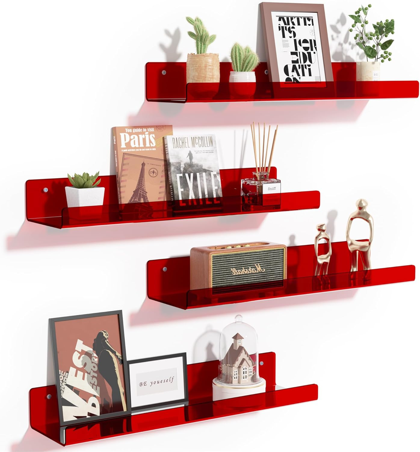 Acrylic Shelves for Wall Decor, 15" Display Shelf Perfume Organizer for Bathroom
