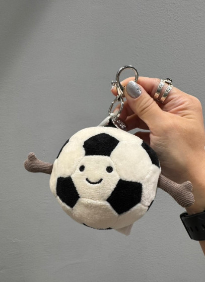 Jellycat Amuseables Soccer Ball Bag Charm Sports Plush Keychain Fun Accessory