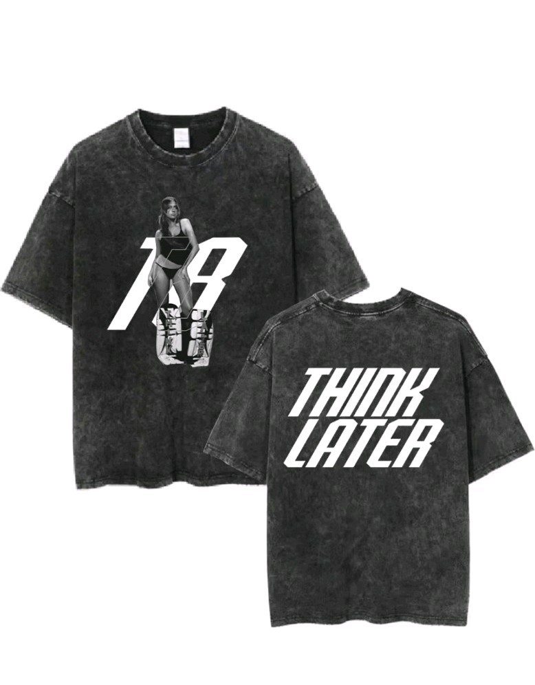 Tate McRae Graphic T Shirt Washed Black Y2K Streetwear Unisex Tee S-XXL