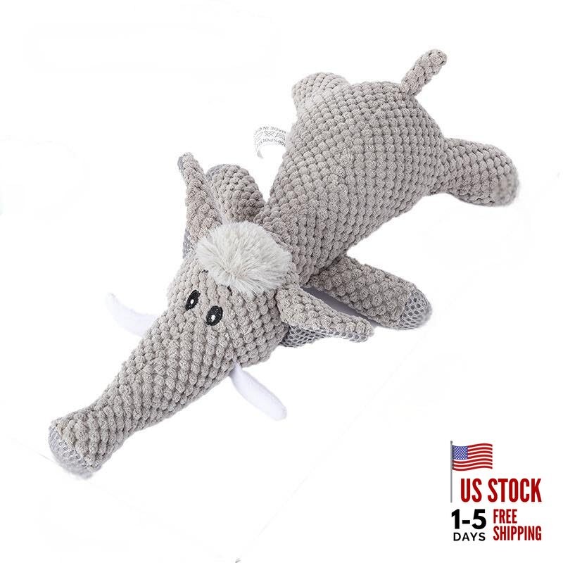 SungPaws Plush Dog Toy is an Interactive pet Toy with Crinkle gray elephant
