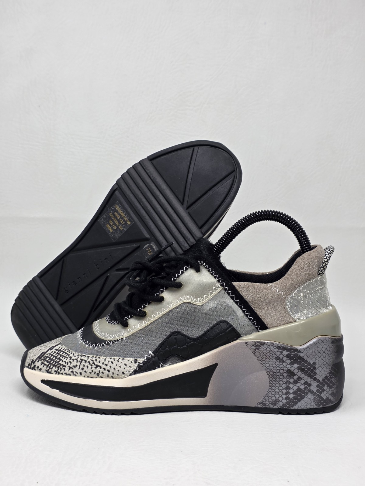 Gianni Bini Malloy Chunky Silver Metallic Snakeskin Trendy Fashion Sneakers 7