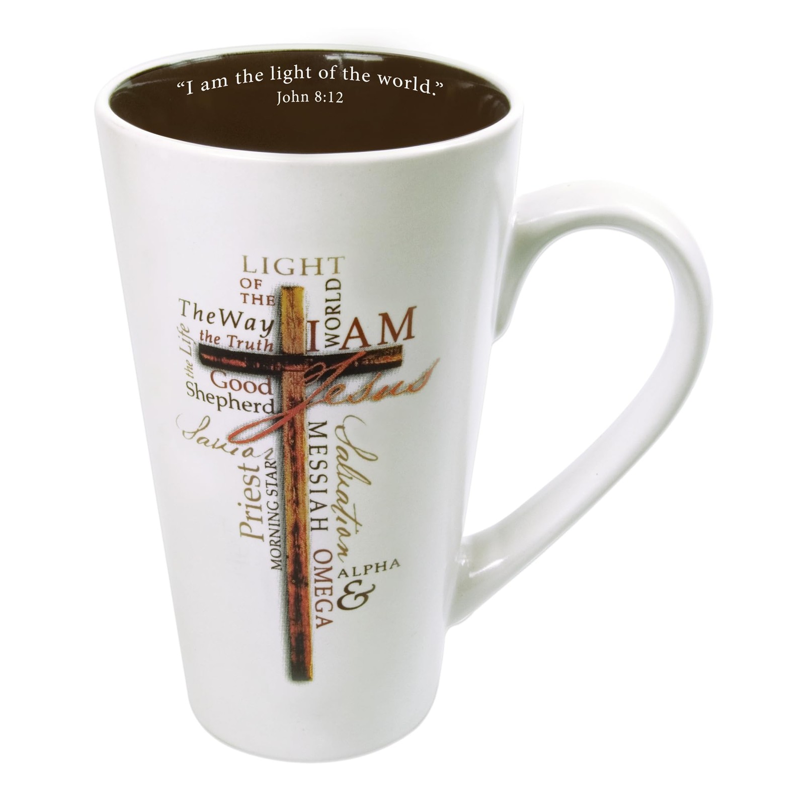 Christian Art Gifts White Stoneware Coffee Mug with Handle 16 oz. Microwave & Di
