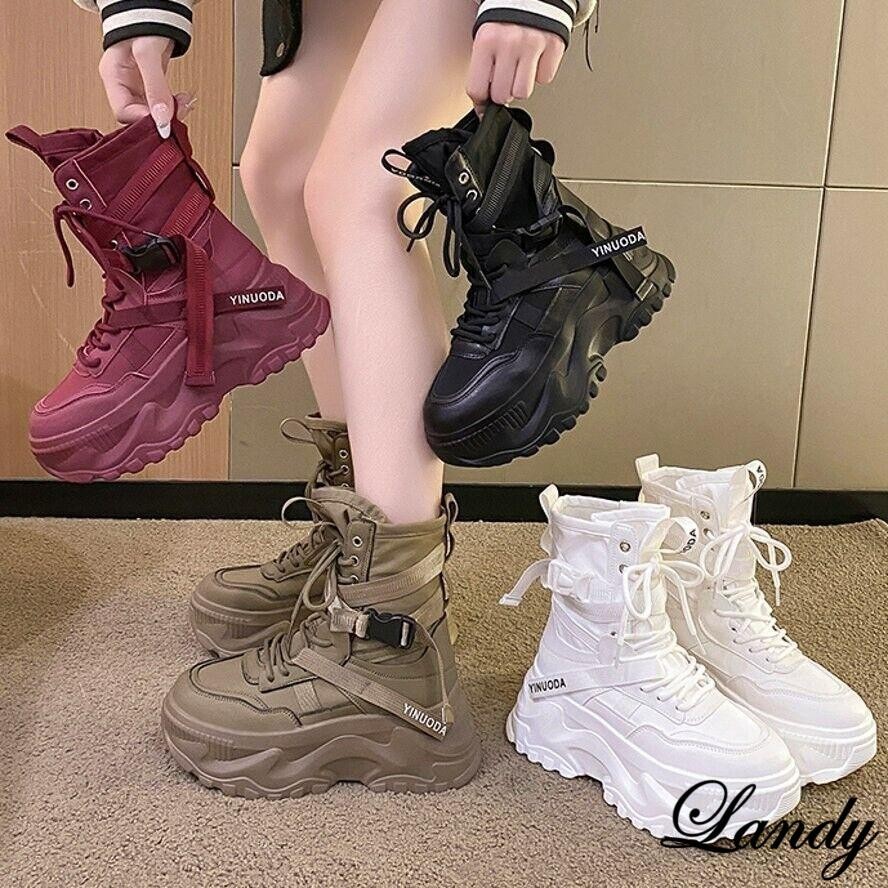 Womens High Top Lace Up Platform Sneakers Casual Ankle Boots Fashion Sport Shoes
