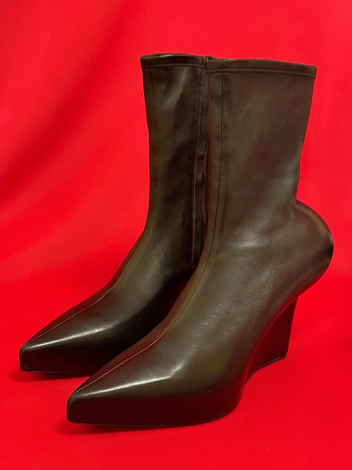$1734 Sz 40 US 9 ❤️ Givenchy Women Wedge Ankle Black Comfortable Work Sock Boots