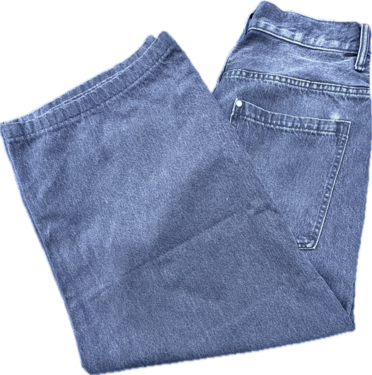 H&M  Womens Baggy Wide Leg Jeans 29x32 Black Light Wash Denim Streetwear