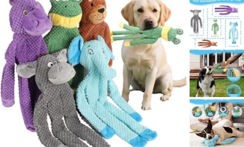 Dog Squeak Toys for Small, Medium & Large Dogs, Durable Chew Toy for Teething