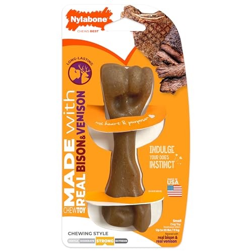 Strong Chew Dog Toy Made with Real Bison & Venison, Durable Small Femur Bone
