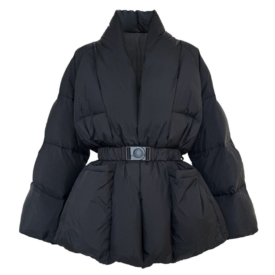 Chinese-style  V-neck Belted Down Jacket Womens Mid Length Coat Outwear Thicken