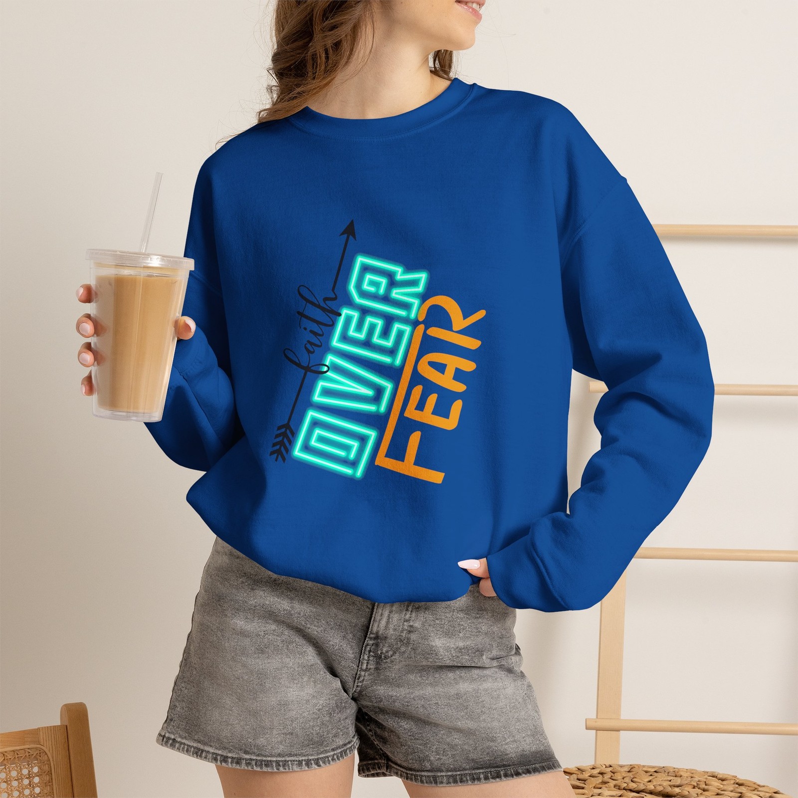 Faith Over Fear Sweatshirt | inspirational arrow design