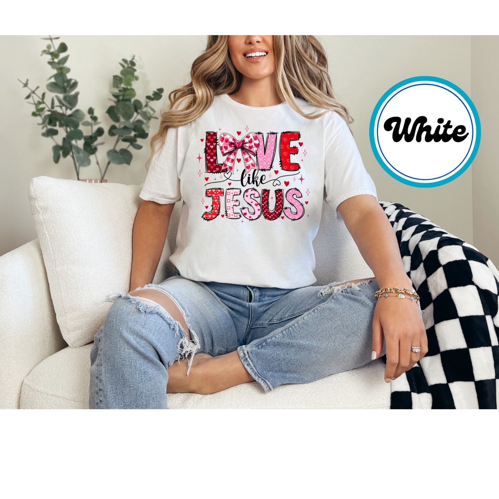 Love Like Jesus T-Shirt - Cute Christian Valentine's Day Graphic Top for Women