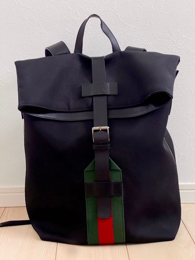 GUCCI Tech Canvas Backpack Black Gift Present 0621b