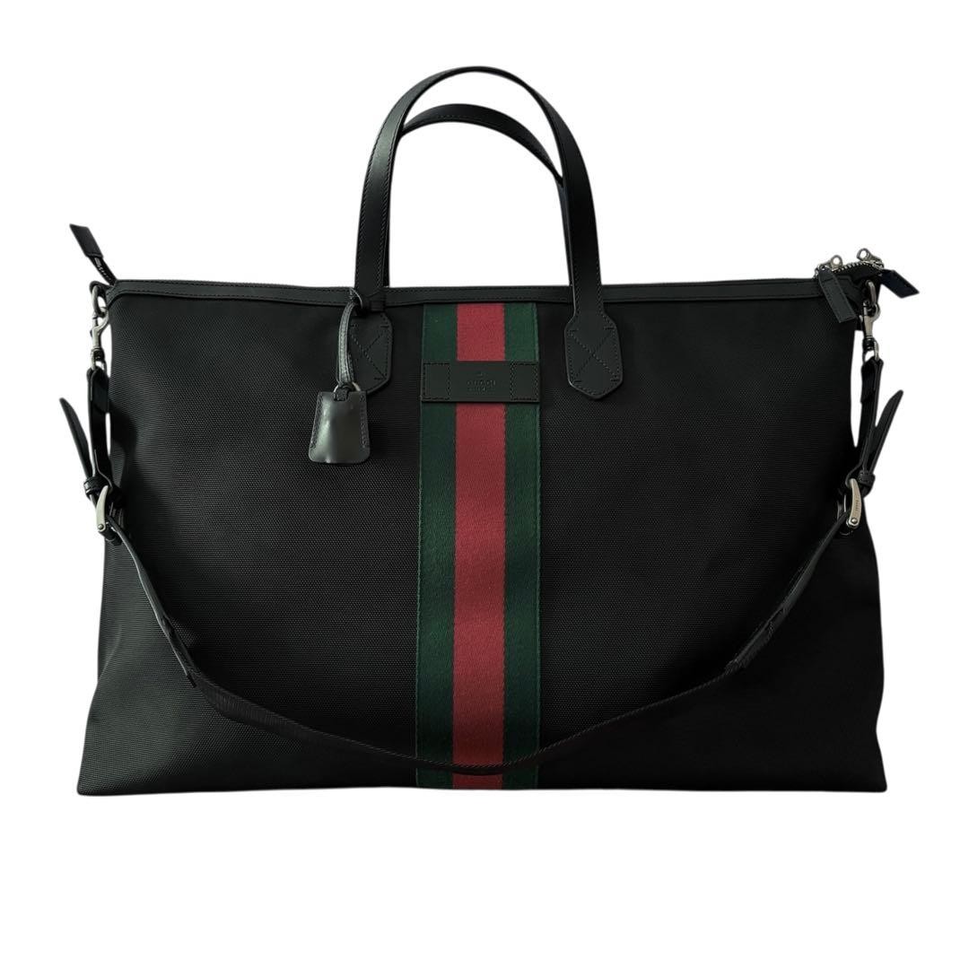 GUCCI Web Tech canvas duffle bag Gift Present 0624b