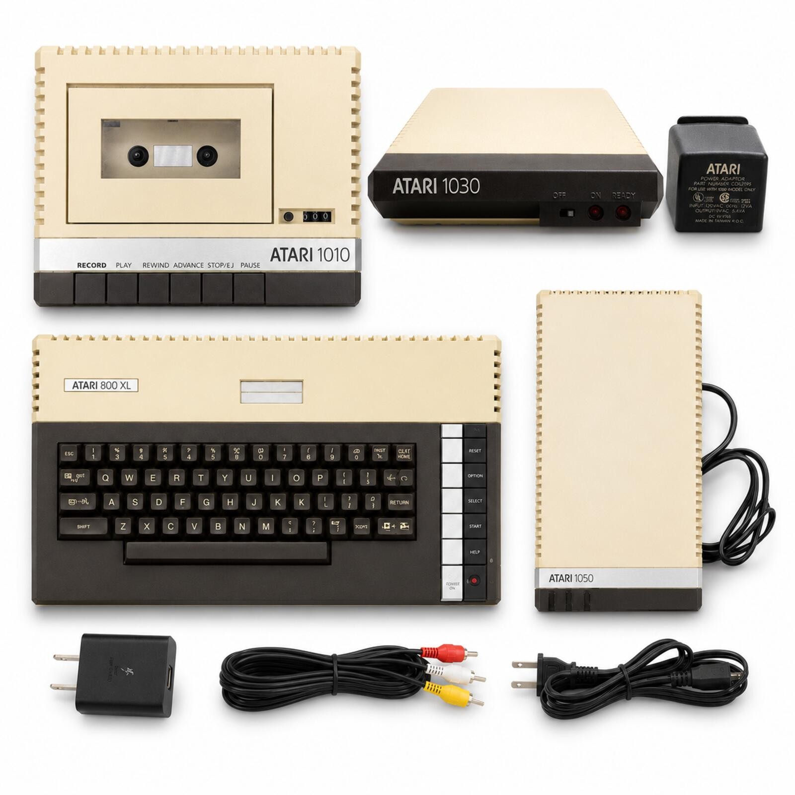 Atari 800XL Computer Bundle 1050 Disk Drive 1010 Recorder 1030 Modem SIO