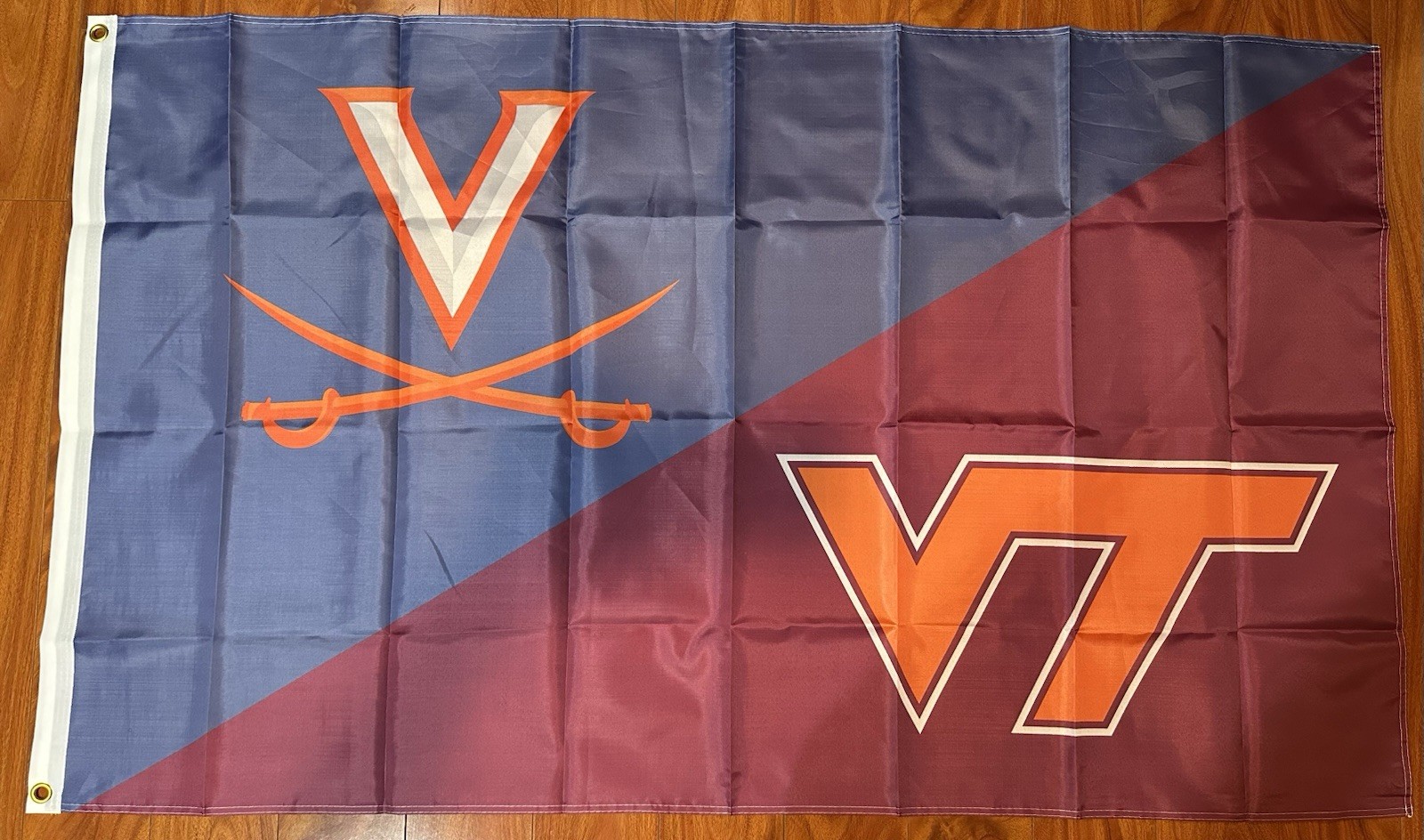 Virginia Cavaliers vs Virginia Tech Hokies House Divided  Rivalry Flag 3x5 Gift