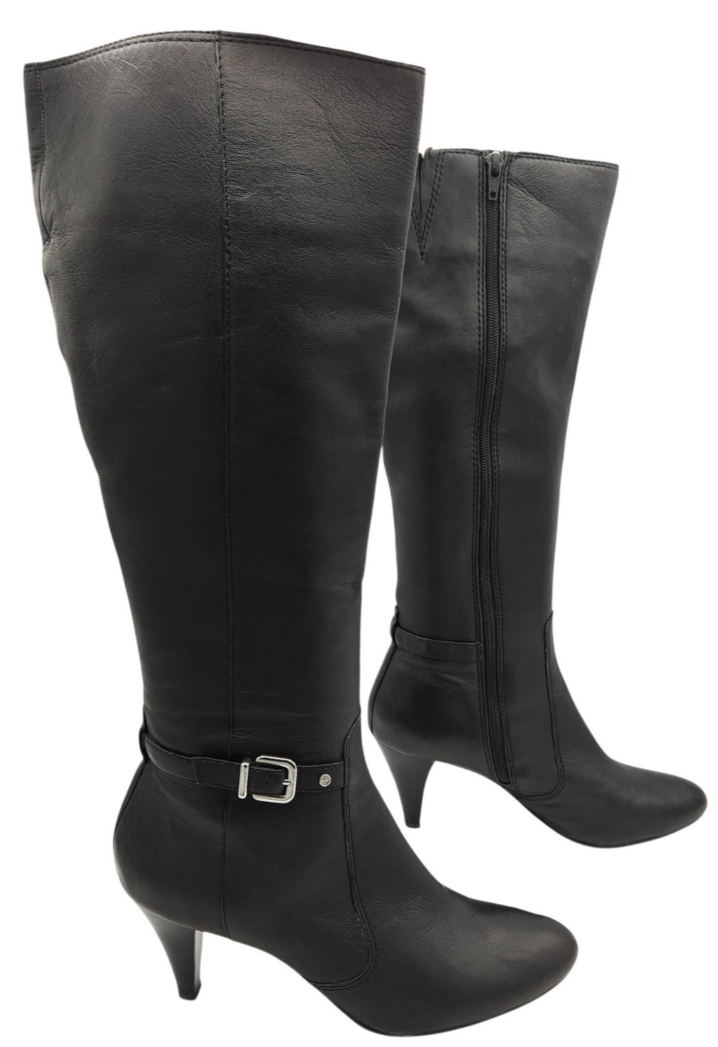 Antonio Melani Boots Womens 9.5 M Neena Tall Heeled Office Career Black Leather