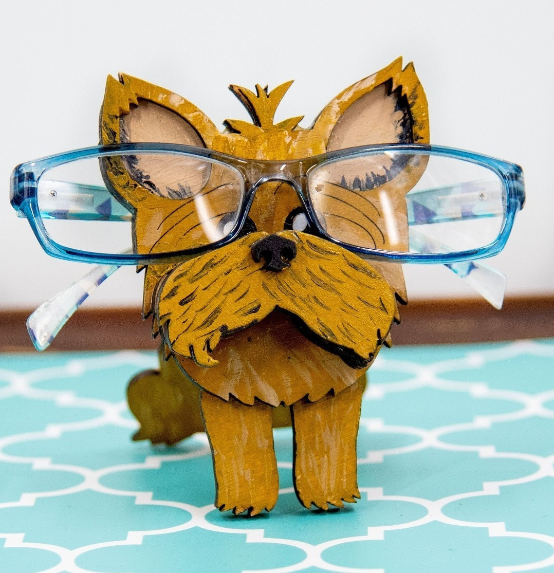 Custom Painted Yorkie Glasses Holder Personalized Yorkshire Terrier Gift
