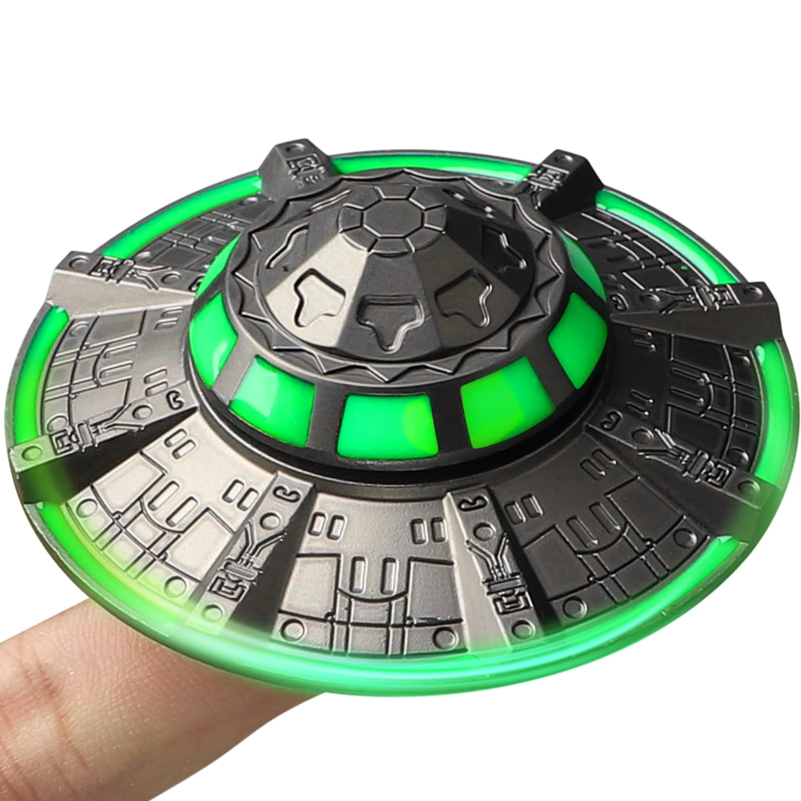 UFO Fidget Spinner for Adults, Metal Luminous Space Desk , Cool EDC Gadgets A...