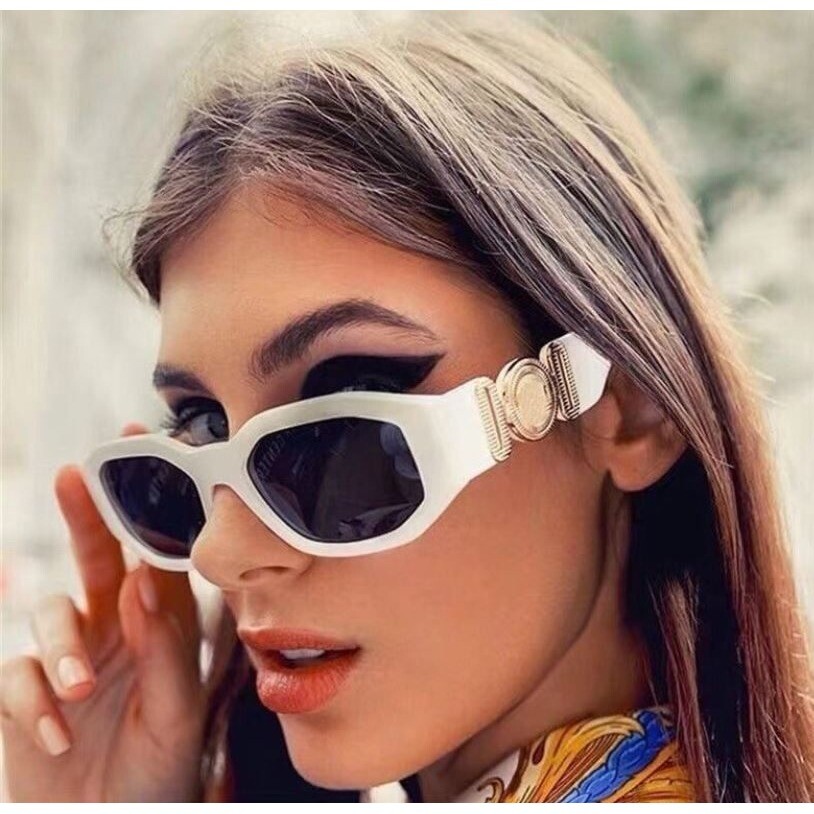 White Sunglasses Women Trendy Fashion Design Style Black Lens UV Sun Protection