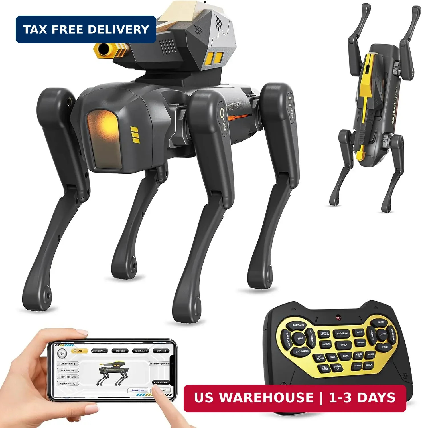 cxjoigxi Smart Robot Dog Toy, Interactive STEM Robotic Pet with Blaster, Voice &