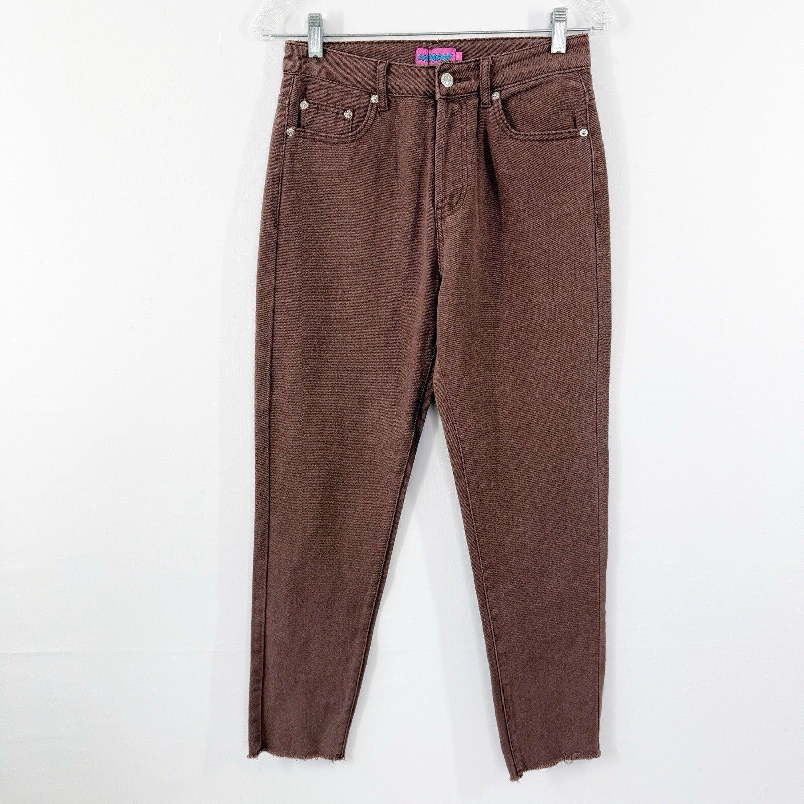 Edikted Brown Mom Jeans Style 3038 Carrot Tapered Casual Indie Womens M NEW