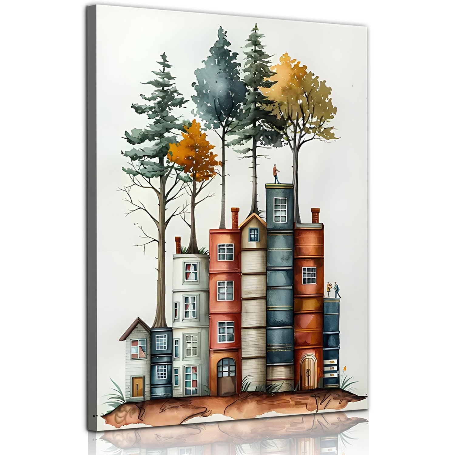 Reading Book Lover's Canvas Wall Art Whimsical Tree House Wall decor pictures...
