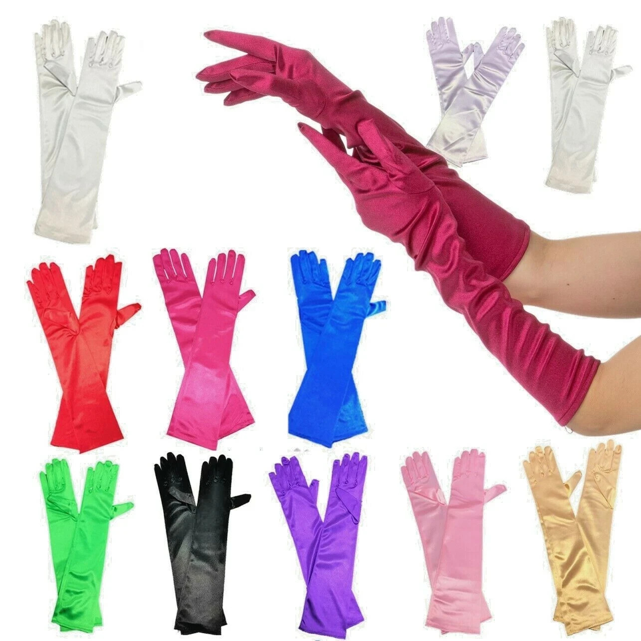 New Ladies Long Finger Gloves Elegant Fancy Party Dress Evening Wedding