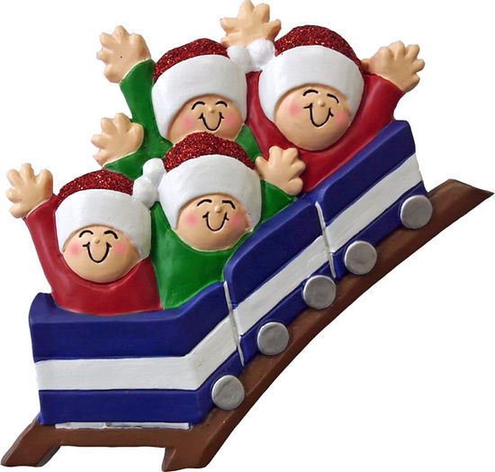 4 People Family Roller Coaster Ornament Cute Fun Christmas Holiday Unique Gift