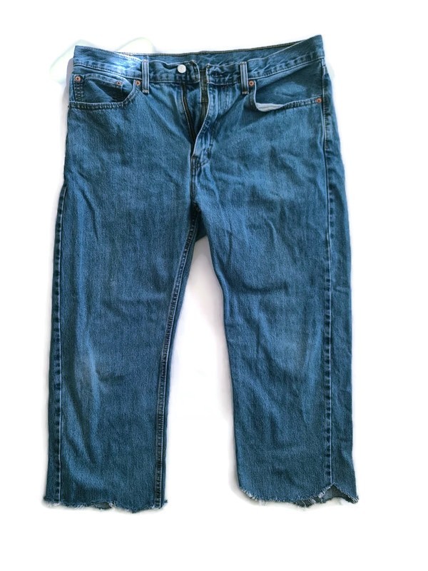 Levi's 505 Custom Upcycled Jeans W36 Solid Denim Cotton Frayed Edges Streetwear