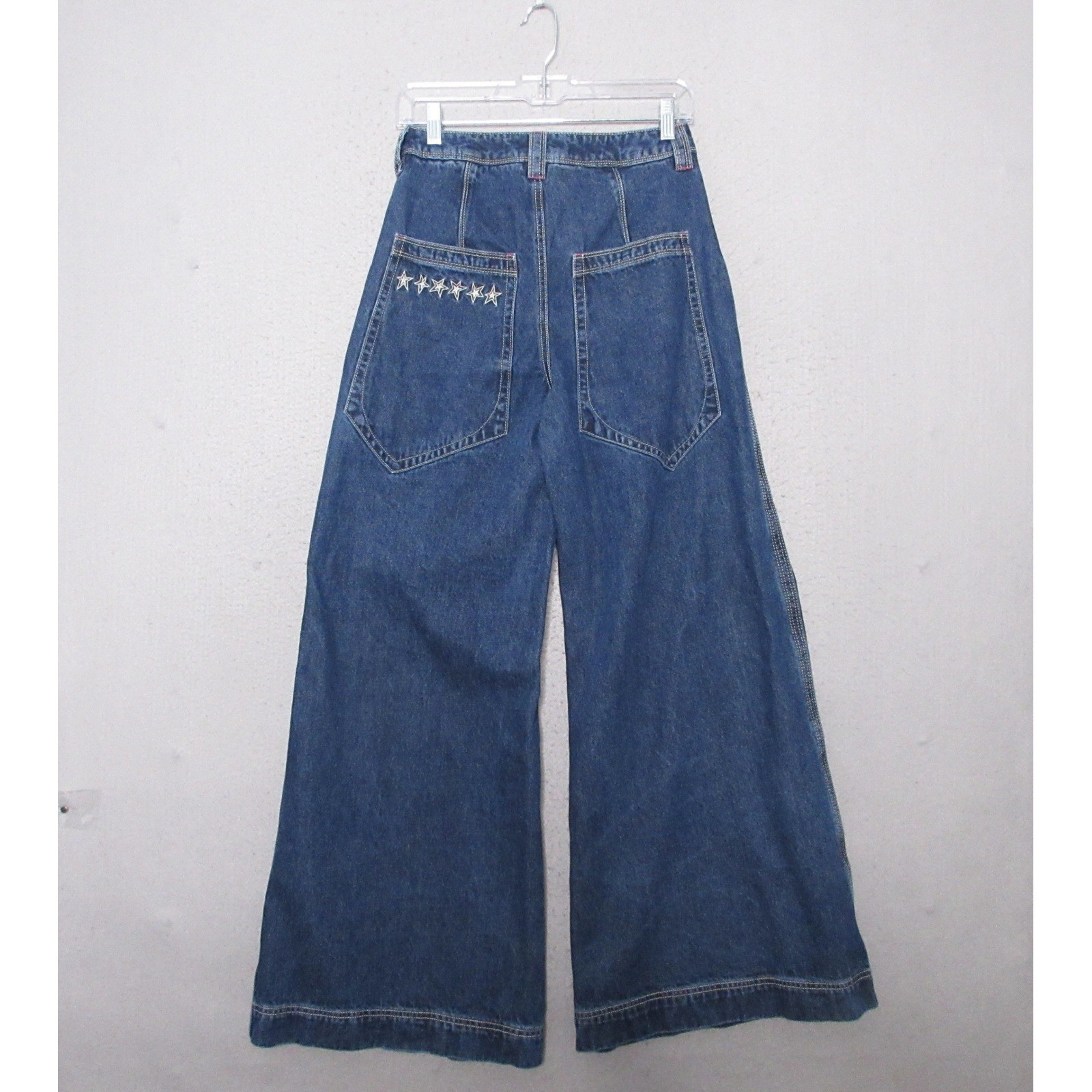 A.LAB Jeans Women 2 Star Embroidered Wide Leg Baggy Y2K Rave Grunge Skate Cyber