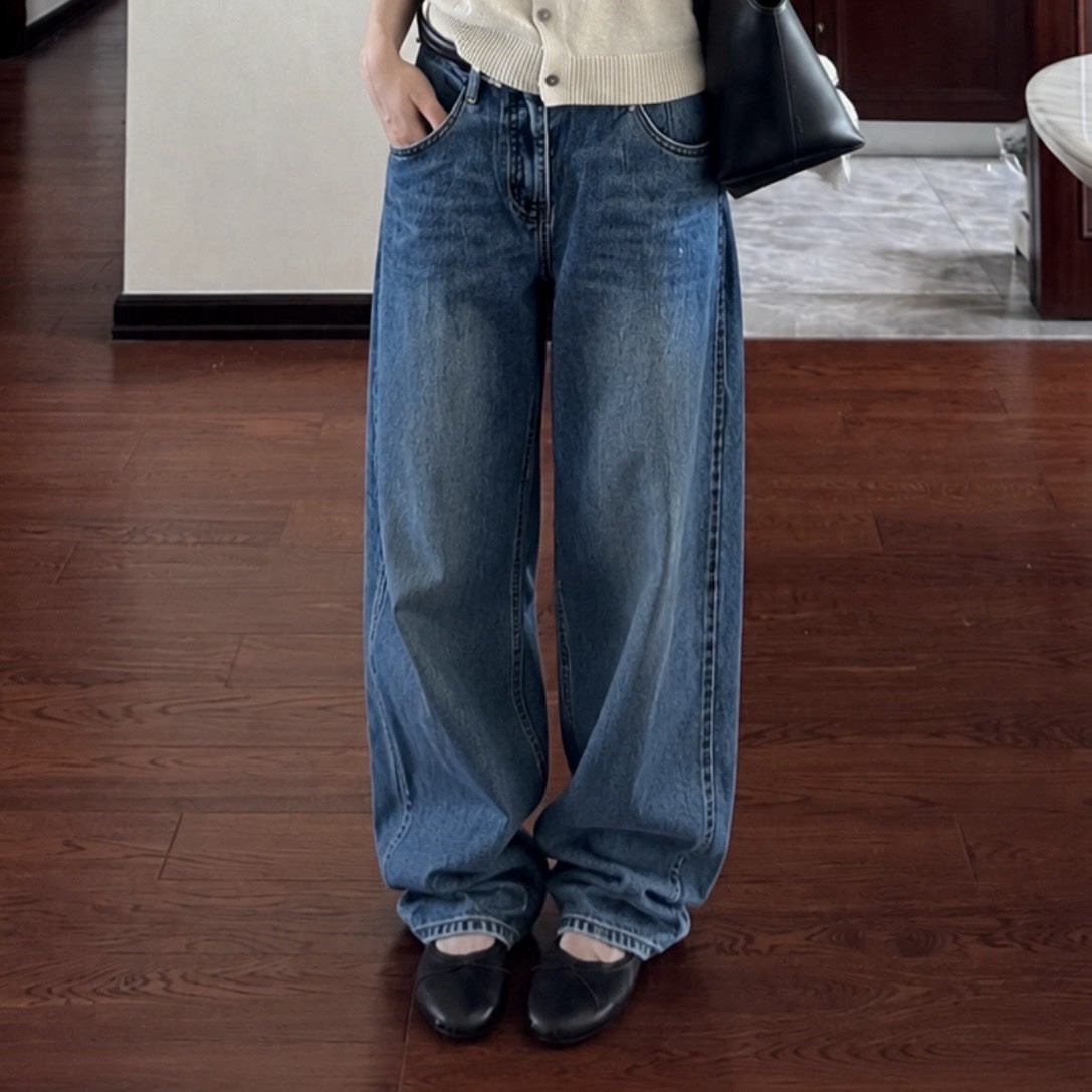 DK Tap Wide Leg Baggy Jeans Blue DenimWomensSmall Y2K Streetwear Loose Fit