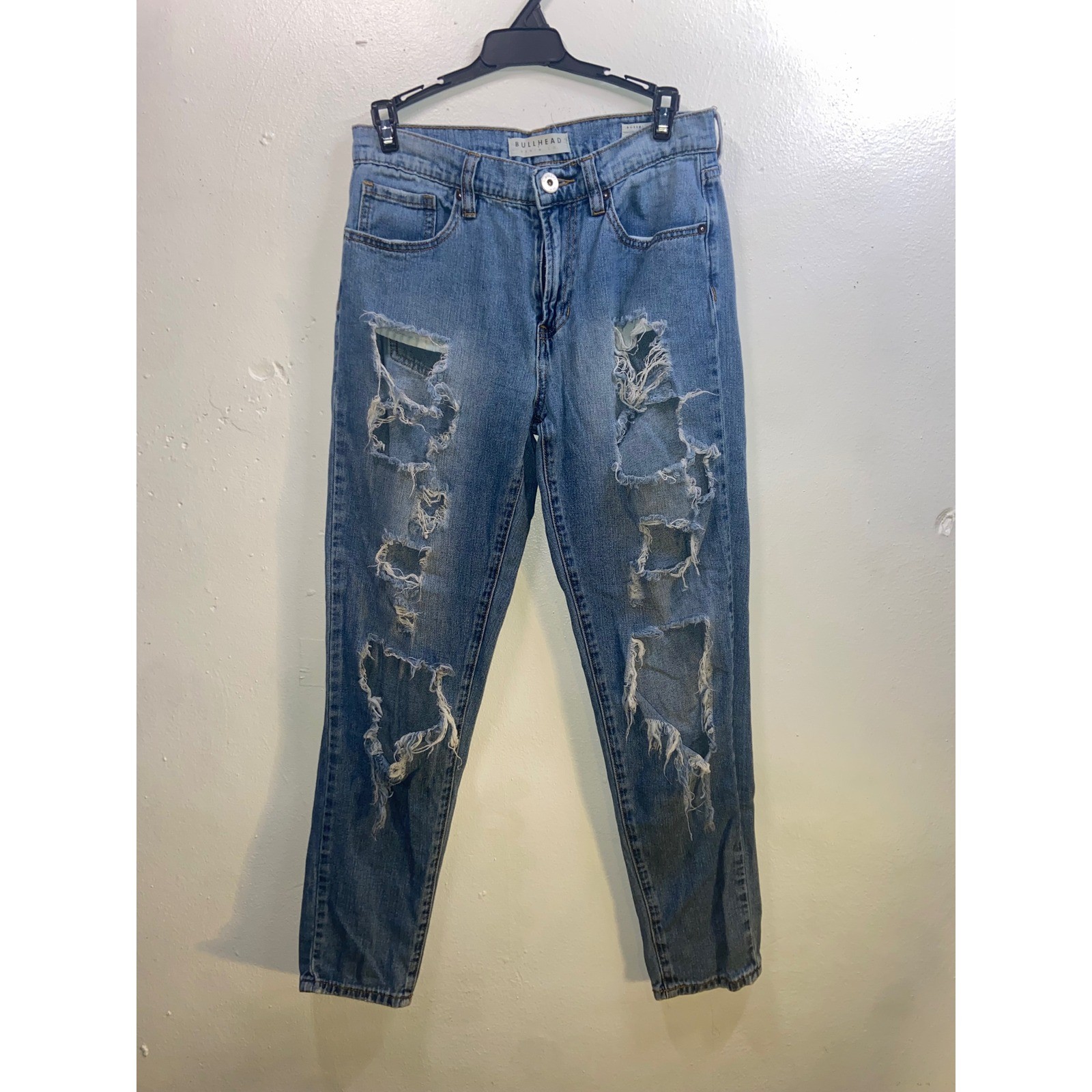 Bullhead Denim Co Grunge Baggy Streetwear Distressed Boyfriend Jeans Light Wash