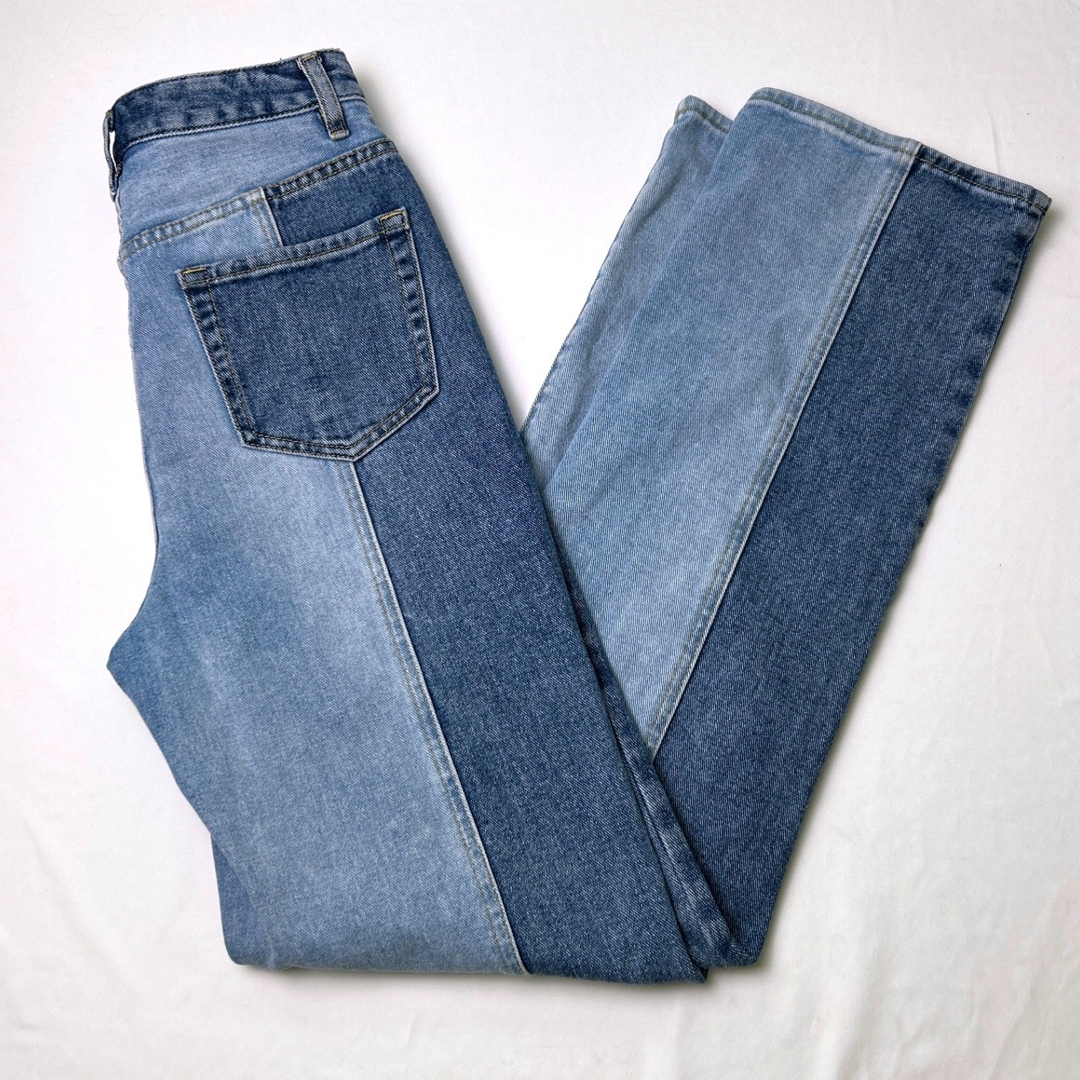 PacSun Womens 90s Boyfriend Two Tone Paneled Straight Leg Jeans Size 25/2 Blue