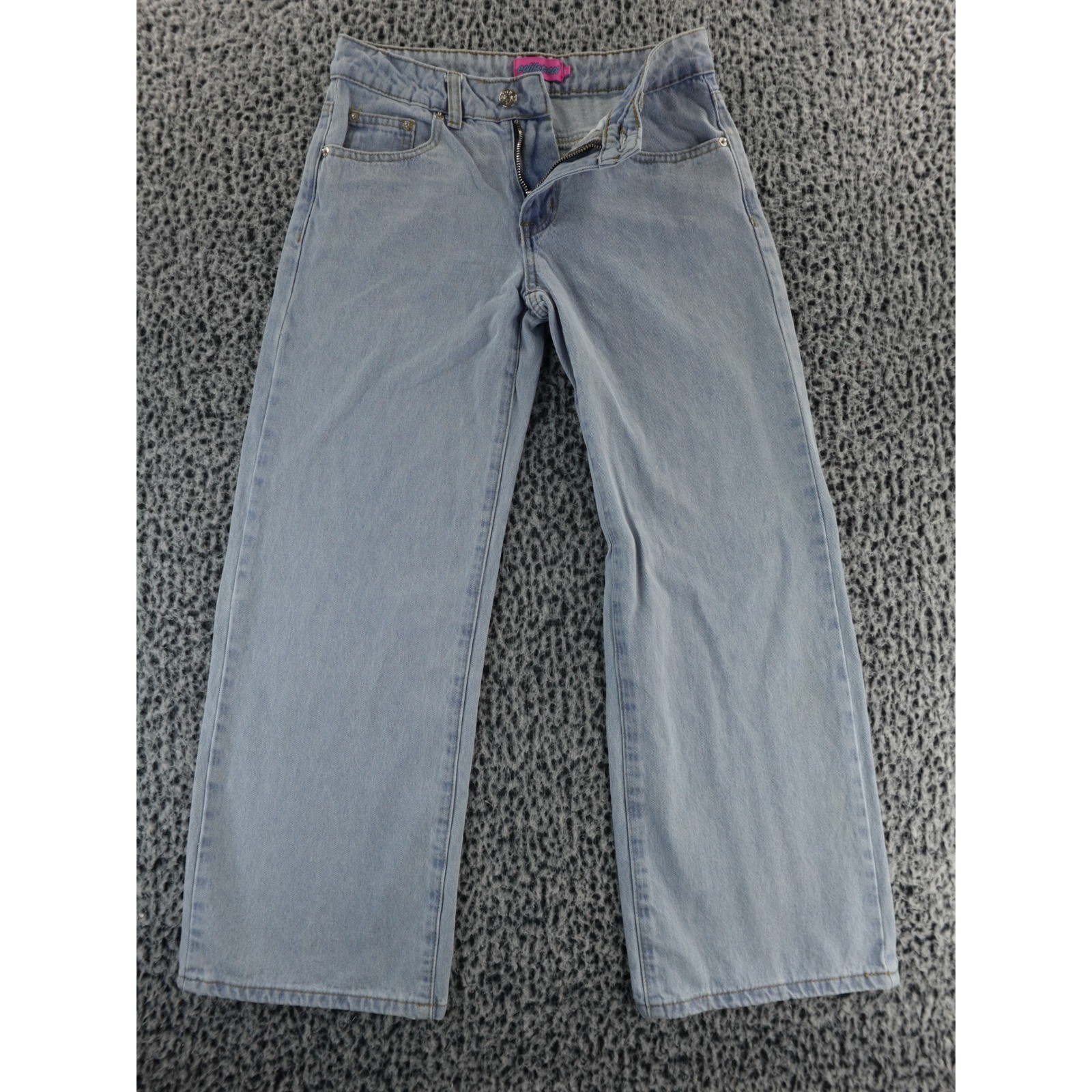 Edikted Denim Jeans Light Wash Wide Leg Button Fly Women Sz XS
