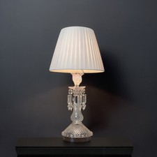 LED Luxury Crystal Table Lamp Fabric Desk Light Home Decor Reading Light