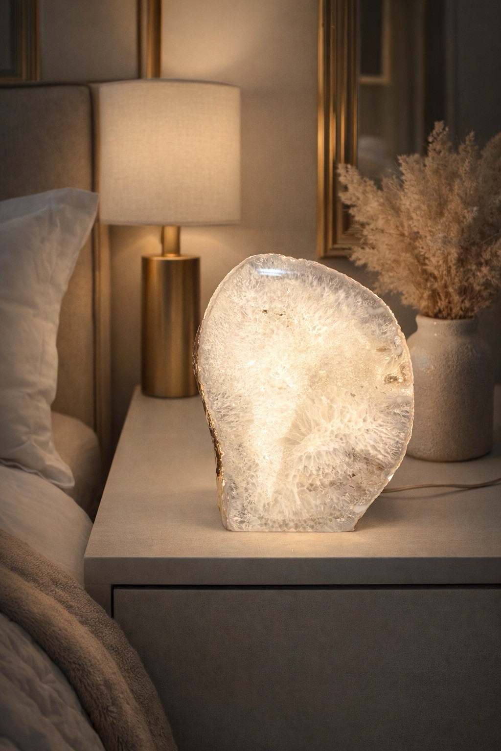 Raw Agate Crystal Lamp | Natural Stone Light | Earthy Luxury Home Decor 3.8 lbs