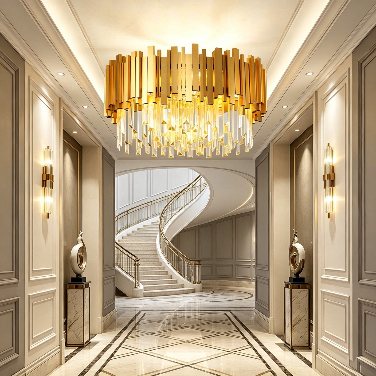 Luxury Large Round Pendant Light Height Adjustable Dining Chandelier Lamp