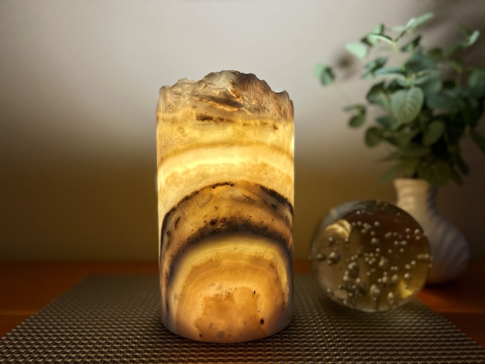 Onyx Stone Table Lamp Luxury Accent Light Modern Home Decor Warm Ambient Light
