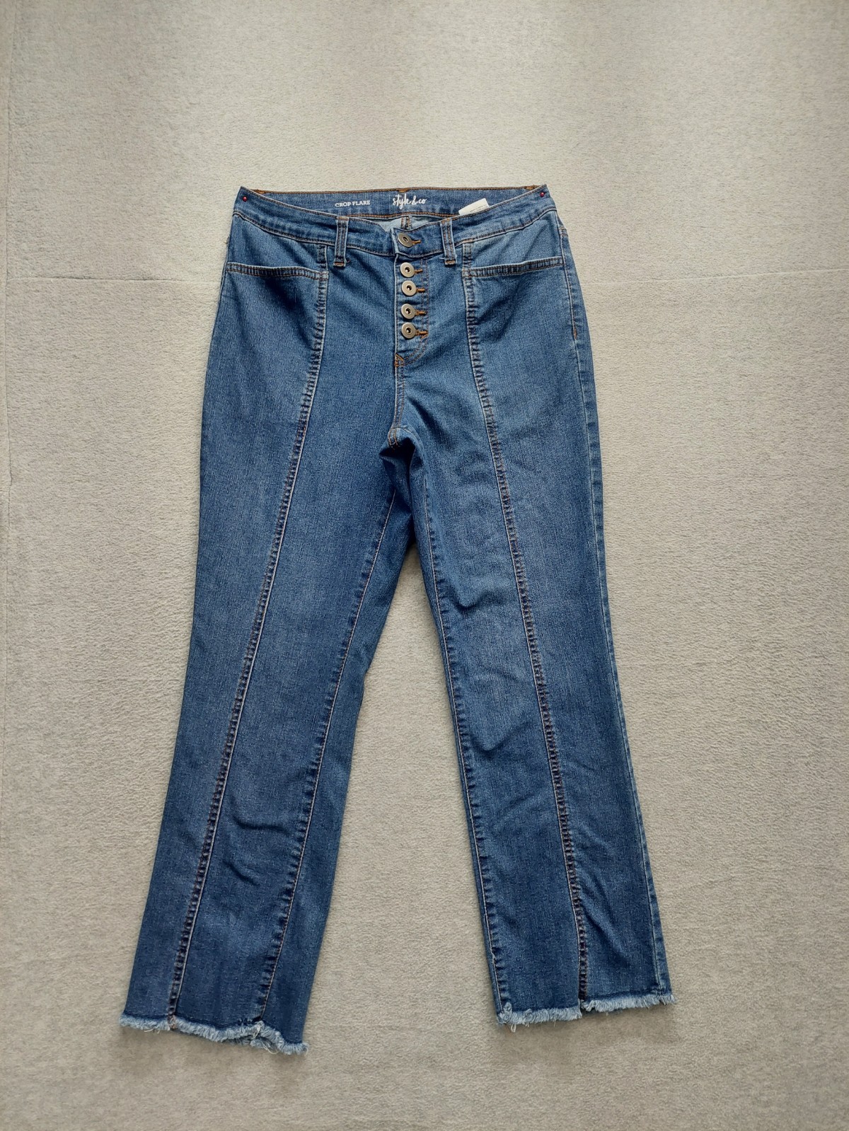 Style & Co Women Denim Jeans 4 Blue Button Pockets Front Seam Mid Rise Casual