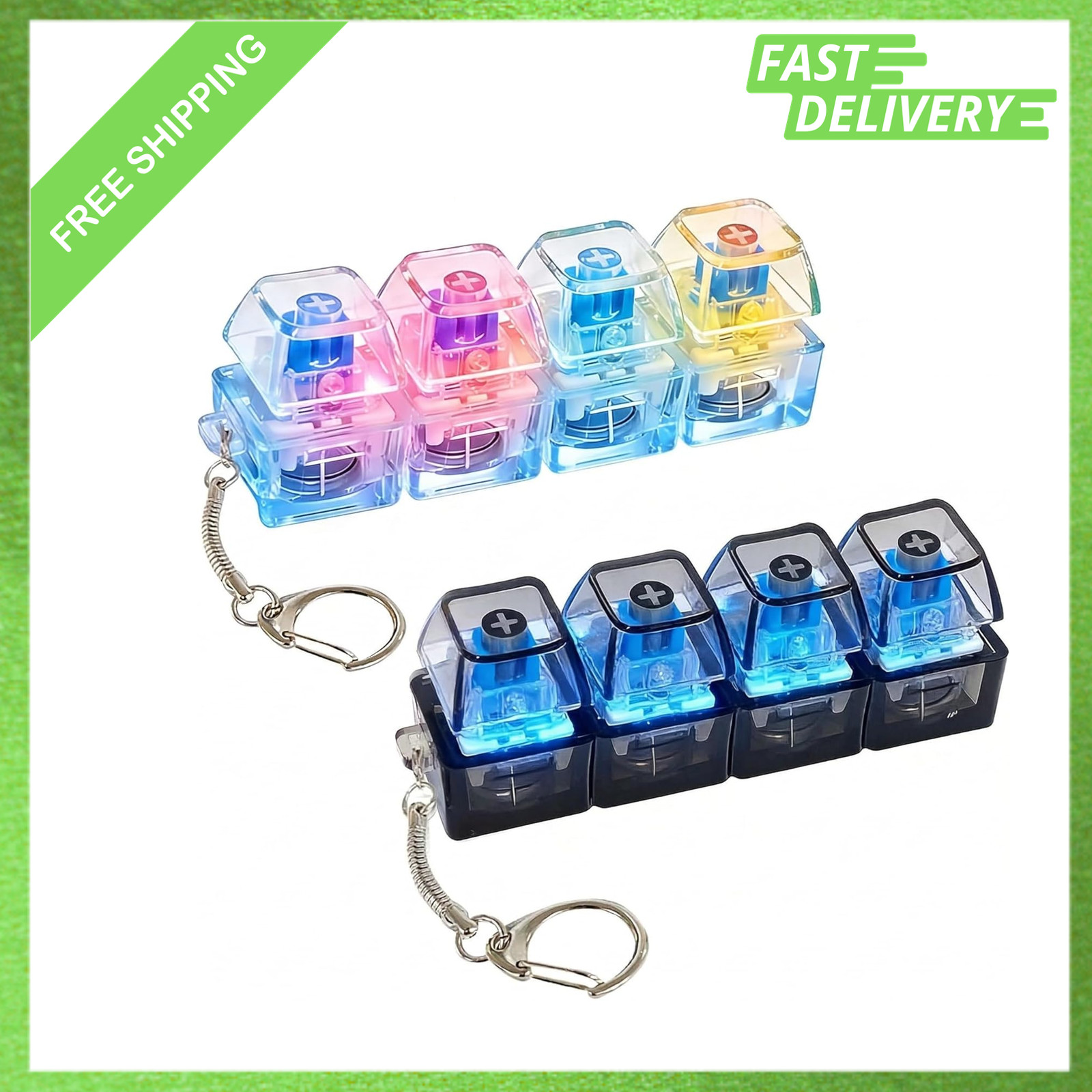 4 Key Keyboard Clicker Fidget Gadget with LED Lights Stress Relief Tool for