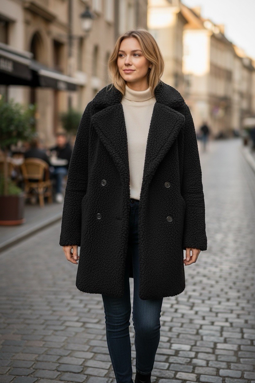 Nine West, Black, stylish, Mid-Length Jacket Women's XS coat. Soft, cozy & warm