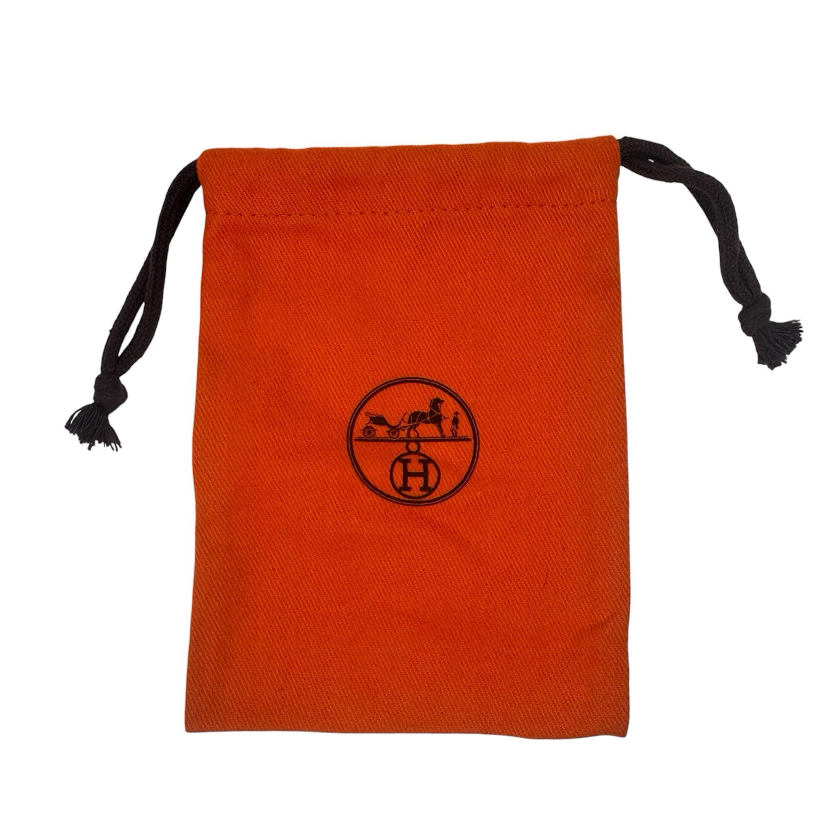 Authentic Hermes Orange Dust Bag Jewelry Watch Pouch Drawstring Small 4.5x5.75